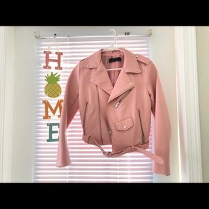 Zara pink leather jacket
